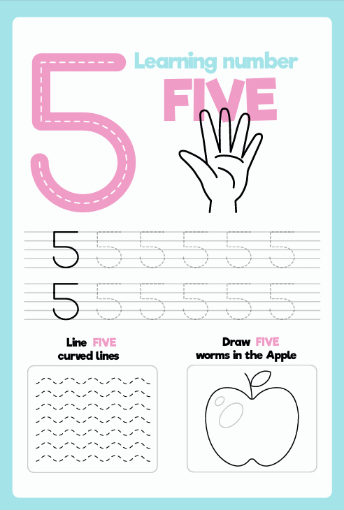 Number 5 Tracing and Shapes